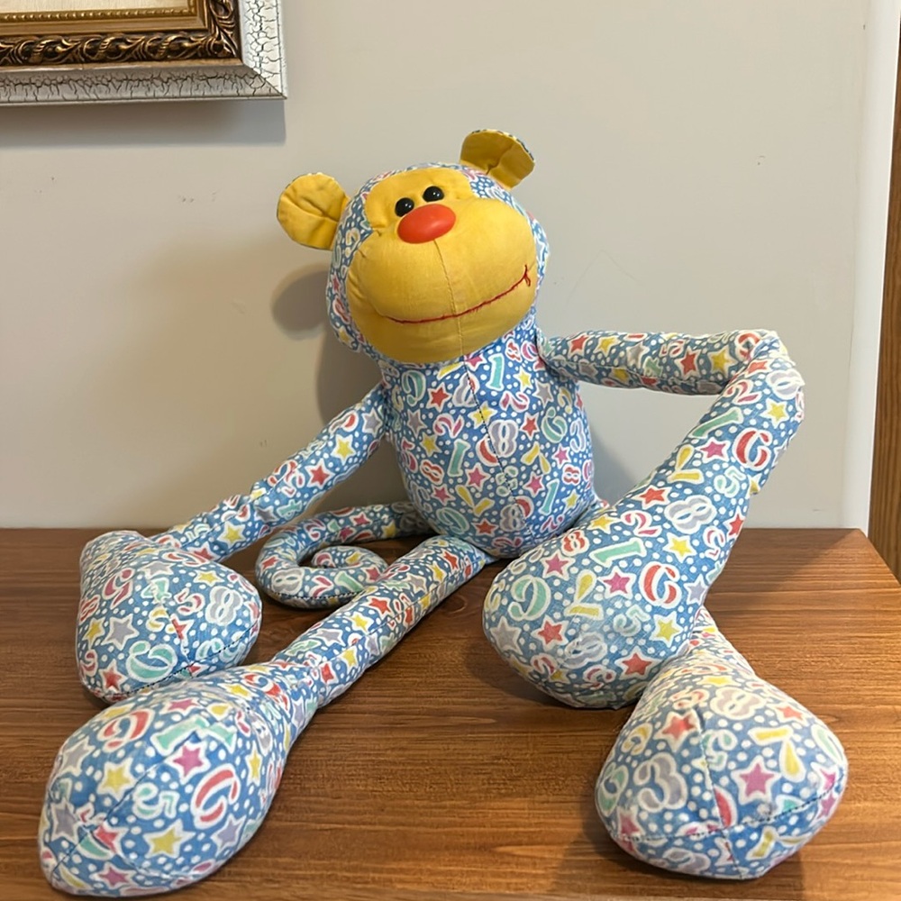 VTG Avon Count-on-Andy Beanbag 20” Monkey 1988 Blue/multicolor Weighted Limbs
